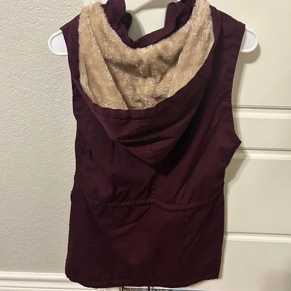 Soft Faux Lined Anorak Utility Hooded Jacket Vest - Picture 5 of 6